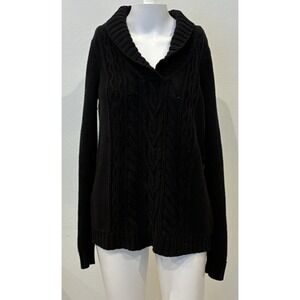 Vintage 90s St. John's Bay Cable Knit Fishermen Sweater Sz M Black Hong Kong